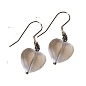 Clear Rose Quartz Heart Earrings 3012